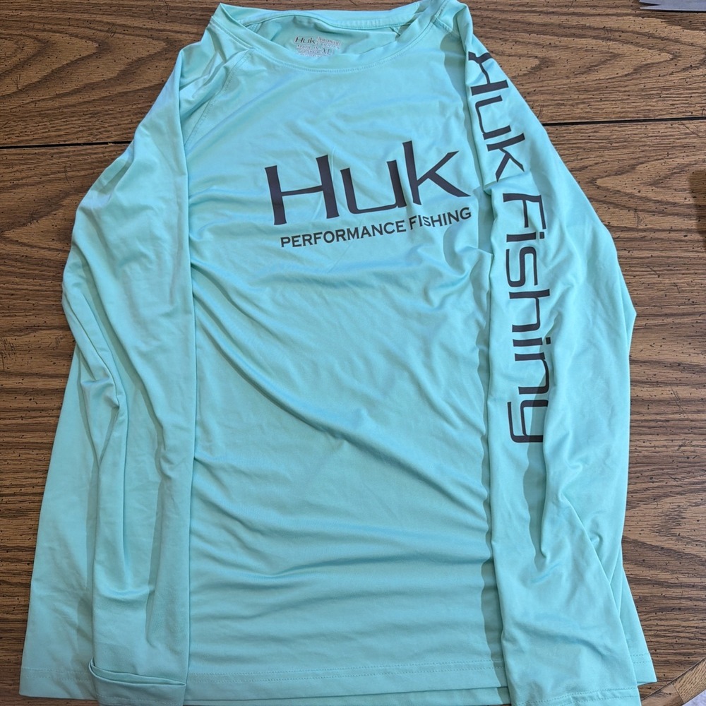 Huk Performance Fishing Shirt Mens XL Long Sleeve Mint Green Tee